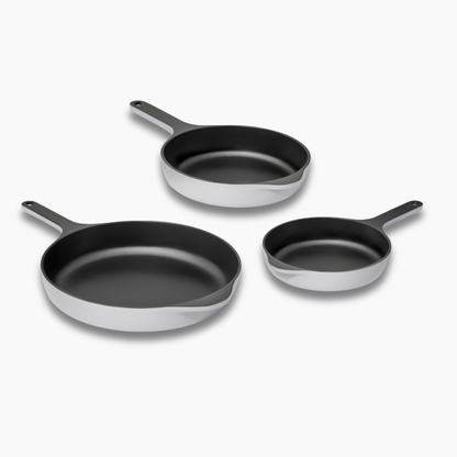 Caraway Enameled Cast Iron Skillet Trio