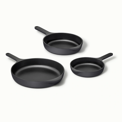 Caraway Enameled Cast Iron Skillet Trio