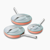 Caraway Fry Pan Trio with Glass Lids - Perracotta