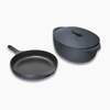 Caraway Large Enameled Cast Iron Duo - Midnight Blue
