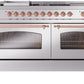 ILVE Nostalgie II 60" Dual Fuel Natural Gas Range in Stainless Steel with Copper Trim, UP60FSNMPSSP