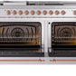 ILVE Nostalgie II 60" Dual Fuel Natural Gas Range in Stainless Steel with Copper Trim, UP60FSNMPSSP