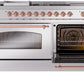 ILVE Nostalgie II 60" Dual Fuel Natural Gas Range in Stainless Steel with Copper Trim, UP60FSNMPSSP