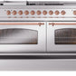 ILVE Nostalgie II 60" Dual Fuel Natural Gas Range in Stainless Steel with Copper Trim, UP60FSNMPSSP