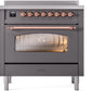ILVE Nostalgie II 36" Induction Range with Element Stove and Electric Oven in Matte Graphite with Copper Trim, UPI366NMPMGP