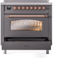 ILVE Nostalgie II 36" Induction Range with Element Stove and Electric Oven in Matte Graphite with Copper Trim, UPI366NMPMGP