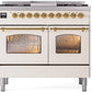 ILVE Nostalgie II 40" Dual Fuel Natural Gas Range in Antique White with Brass Trim, UPD40FNMPAWG