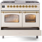 ILVE Nostalgie II 40" Dual Fuel Natural Gas Range in Antique White with Brass Trim, UPD40FNMPAWG