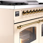 ILVE Nostalgie II 40" Dual Fuel Natural Gas Range in Antique White with Brass Trim, UPD40FNMPAWG