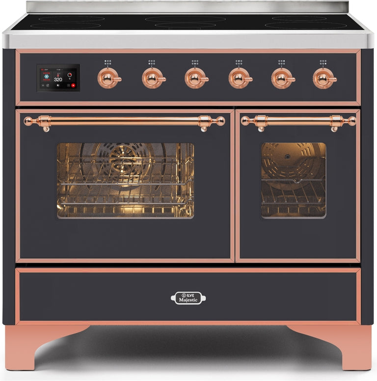 ILVE Majestic II 40" Induction Range with Element Stove and Electric Oven in Matte Graphite with Copper Trim, UMDI10NS3MGP