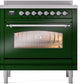 ILVE Nostalgie II 36" Induction Range with Element Stove and Electric Oven in Emerald Green with Chrome Trim, UPI366NMPEGC