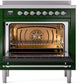 ILVE Nostalgie II 36" Induction Range with Element Stove and Electric Oven in Emerald Green with Chrome Trim, UPI366NMPEGC