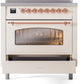 ILVE Nostalgie II 36" Induction Range with Element Stove and Electric Oven in Antique White with Copper Trim, UPI366NMPAWP