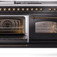 ILVE Nostalgie II 60" Dual Fuel Natural Gas Range in Glossy Black with Bronze Trim, UP60FSNMPBKB