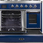 ILVE Majestic II 40" Dual Fuel Natural Gas Range in Blue with Chrome Trim, UMD10FDNS3MBC