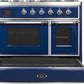 ILVE Majestic II 40" Dual Fuel Natural Gas Range in Blue with Chrome Trim, UMD10FDNS3MBC