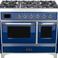 ILVE Majestic II 40" Dual Fuel Natural Gas Range in Blue with Chrome Trim, UMD10FDNS3MBC