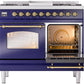 ILVE Nostalgie II 40" Dual Fuel Natural Gas Range in Blue with Brass Trim, UPD40FNMPMBG