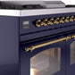 ILVE Nostalgie II 40" Dual Fuel Natural Gas Range in Blue with Brass Trim, UPD40FNMPMBG