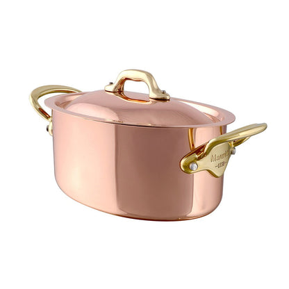 Mauviel 1830 M'Heritage M'150 B Copper Oval Stewpan With Lid, Brass Handles