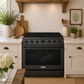Cosmo Haven Collection 36-Inch Slide-In Electric Range with 5 Burners, 6.1 cu. ft. Convection Oven, Matte Black, COS-ERC365KBD-BK