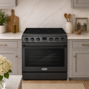 Cosmo Haven Collection 36-Inch Slide-In Electric Range with 5 Burners, 6.1 cu. ft. Convection Oven, Matte Black, COS-ERC365KBD-BK