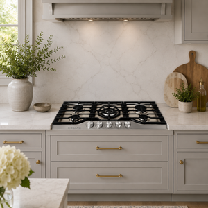 Cosmo Vista Collection 30-Inch Drop-In Gas Cooktop with 5 Sealed Burners, Wok Grate and Cast Iron Grates, Stainless Steel, COS-CTGV305SS