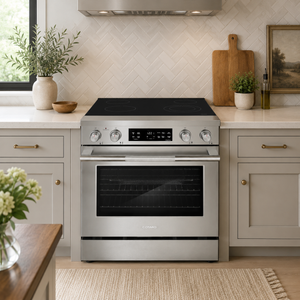 Cosmo Stellar Collection 30-Inch Slide-In Electric Range with 4 Burners, 4.8 cu. ft. Convection Oven and Air Fry, Stainless Steel, COS-RES304SS