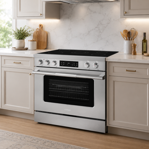 Cosmo Stellar Collection 36-Inch Slide-In Electric Range with 5 Burners, 6.1 cu. ft. Convection Oven and Air Fry, Stainless Steel, COS-RES365SS