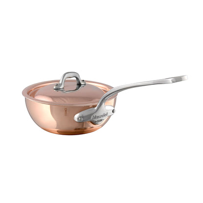 Mauviel 1830 M'Heritage M'150 S Copper Chef Pan With Curved Lid, Cast Stainless Steel Handle