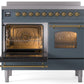 ILVE Nostalgie II 40" Induction Range with Element Stove and Electric Oven in Blue Grey with Brass Trim, UPDI406NMPBGG
