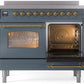 ILVE Nostalgie II 40" Induction Range with Element Stove and Electric Oven in Blue Grey with Brass Trim, UPDI406NMPBGG