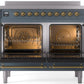 ILVE Nostalgie II 40" Induction Range with Element Stove and Electric Oven in Blue Grey with Brass Trim, UPDI406NMPBGG