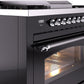 ILVE Nostalgie II 36" Dual Fuel Natural Gas Range in Glossy Black with Chrome Trim, UP36FNMPBKC
