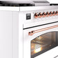 ILVE Nostalgie II 36" Dual Fuel Propane Gas Range in White with Copper Trim, UP36FNMPWHPLP