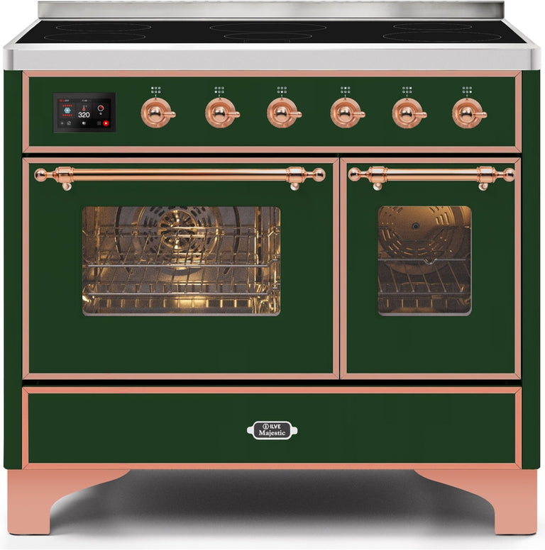 ILVE Majestic II 40" Induction Range with Element Stove and Electric Oven in Emerald Green with Copper Trim, UMDI10NS3EGP