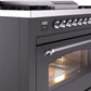 ILVE Nostalgie II 36" Dual Fuel Natural Gas Range in Matte Graphite with Chrome Trim, UP36FNMPMGC