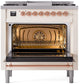 ILVE Nostalgie II 36" Dual Fuel Propane Gas Range in Antique White with Copper Trim, UP36FNMPAWPLP