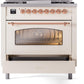 ILVE Nostalgie II 36" Dual Fuel Propane Gas Range in Antique White with Copper Trim, UP36FNMPAWPLP