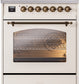 ILVE Nostalgie II 30" Dual Fuel Propane Gas Range in Antique White with Bronze Trim, UP30NMPAWBLP
