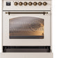 ILVE Nostalgie II 30" Dual Fuel Propane Gas Range in Antique White with Bronze Trim, UP30NMPAWBLP