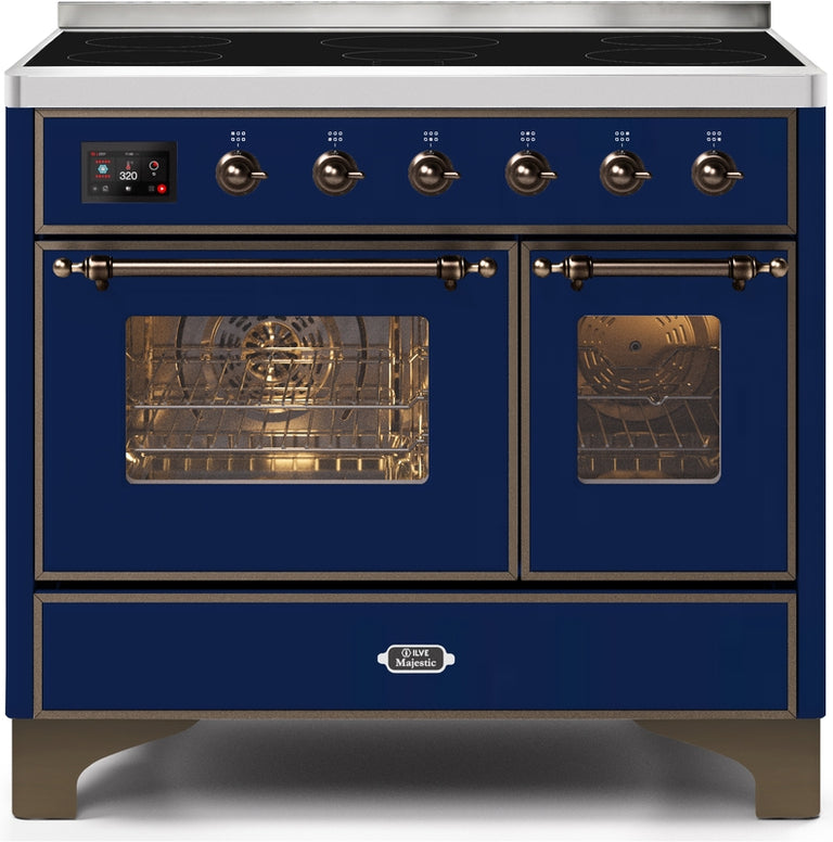 ILVE Majestic II 40" Induction Range with Element Stove and Electric Oven in Blue with Bronze Trim, UMDI10NS3MBB