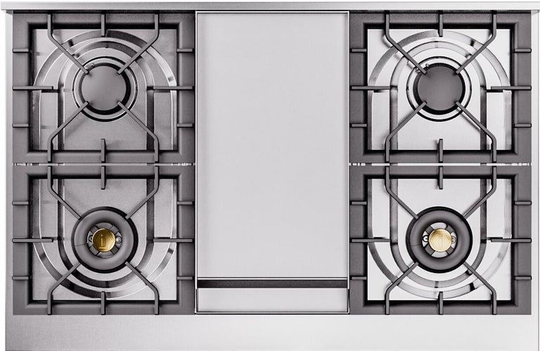 ILVE 40" Nostalgie II Dual Fuel Natural Gas Range in Emerald Green with Brass Trim, UPD40FNMPEGG