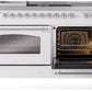 ILVE Nostalgie II 60" Dual Fuel Natural Gas Range in White with Chrome Trim, UP60FSNMPWHC