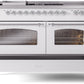 ILVE Nostalgie II 60" Dual Fuel Natural Gas Range in White with Chrome Trim, UP60FSNMPWHC