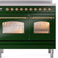 ILVE Nostalgie II 40" Induction Range with Element Stove and Electric Oven in Emerald Green with Brass Trim, UPDI406NMPEGG