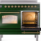 ILVE Nostalgie II 40" Induction Range with Element Stove and Electric Oven in Emerald Green with Brass Trim, UPDI406NMPEGG