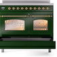 ILVE Nostalgie II 40" Induction Range with Element Stove and Electric Oven in Emerald Green with Brass Trim, UPDI406NMPEGG