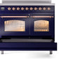 ILVE Nostalgie II 40" Induction Range with Element Stove and Electric Oven in Blue with Copper Trim, UPDI406NMPMBP