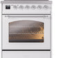 ILVE Nostalgie II 30" Induction Range with Element Stove and Electric Oven in White with Chrome Trim, UPI304NMPWHC
